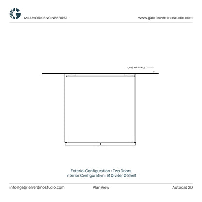 GVS BC-FO-FP-D.01 - Base Cabinet - Full Overlay Style - Double - 2 Doors - 2D AutoCAD Dynamic Block Set (44 Different Configurations Included)