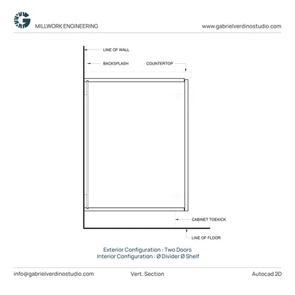 GVS BC-FO-FP-D.01 - Base Cabinet - Full Overlay Style - Double - 2 Doors - 2D AutoCAD Dynamic Block Set (44 Different Configurations Included)