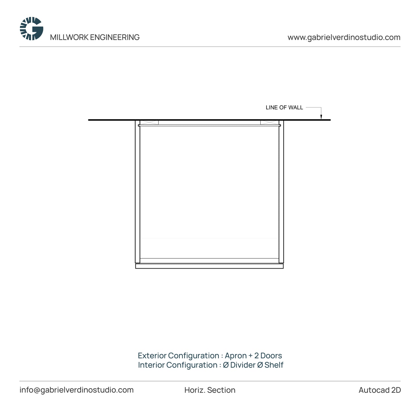 GVS BC-FO-FP-D.03 - Base Cabinet - Full Overlay Style - Double - Apron + 2 Doors - 2D AutoCAD Dynamic Block Set (20 Different Configurations Included)