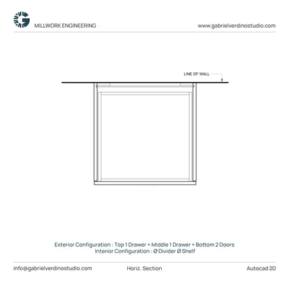 GVS BC-FO-FP-D.06 - Base Cabinet - Full Overlay Style - Double - 1 Drawer + 1 Drawer + 2 Doors - 2D AutoCAD Dynamic Block Set  (20 Different Configurations Included)