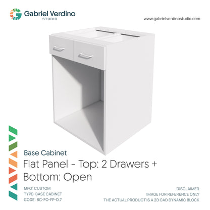 GVS BC-FO-FP-D.07 - Base Cabinet - Full Overlay Style - Double - 2 Drawers + Open - 2D AutoCAD Dynamic Block Set  (20 Different Configurations Included)