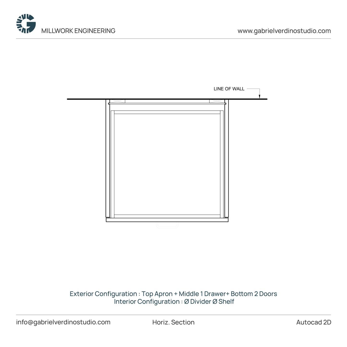 GVS BC-FO-FP-D.08 - Base Cabinet - Full Overlay Style - Double - Apron + 1 Drawer + 2 Doors - 2D AutoCAD Dynamic Block Set  (20 Different Configurations Included)