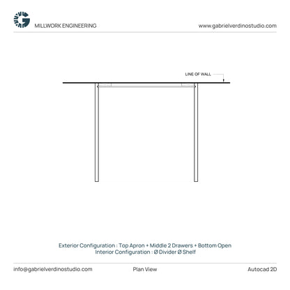 GVS BC-FO-FP-D.14 - Base Cabinet - Full Overlay Style - Double - Apron + 2 Drawers + Open - 2D AutoCAD Dynamic Block Set  (20 Different Configurations Included)