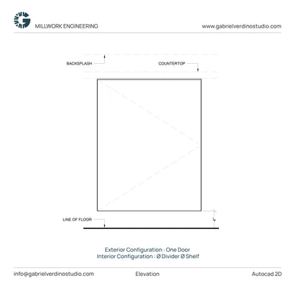 GVS BC-FO-FP-S.01 - Base Cabinet - Full Overlay Style - Single - 1 Door - 2D AutoCAD Dynamic Block Set (44 Different Configurations Included)