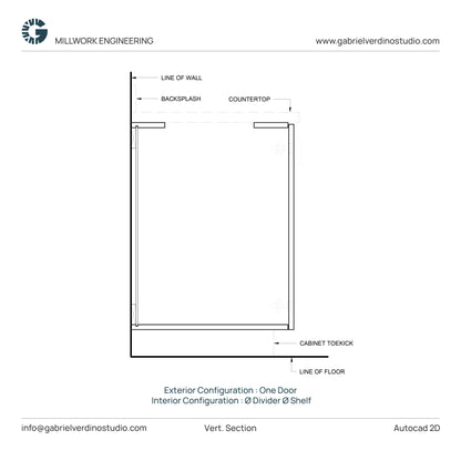 GVS BC-FO-FP-S.01 - Base Cabinet - Full Overlay Style - Single - 1 Door - 2D AutoCAD Dynamic Block Set (44 Different Configurations Included)