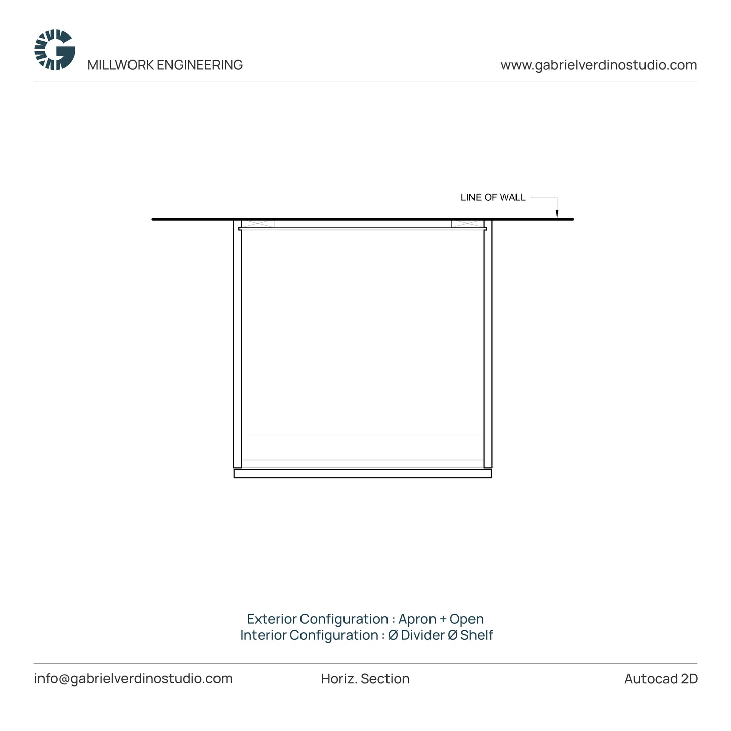 GVS BC-FO-FP-S.03 - Base Cabinet - Full Overlay Style - Single - Apron + Open - 2D AutoCAD Dynamic Block Set (10 Different Configurations Included)