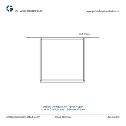 GVS BC-FO-FP-S.03 - Base Cabinet - Full Overlay Style - Single - Apron + Open - 2D AutoCAD Dynamic Block Set (10 Different Configurations Included)