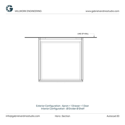 GVS BC-FO-FP-S.09 - Base Cabinet - Full Overlay Style - Single - Apron + 1 Drawer + 1 Door - 2D AutoCAD Dynamic Block Set (10 Different Configurations Included)