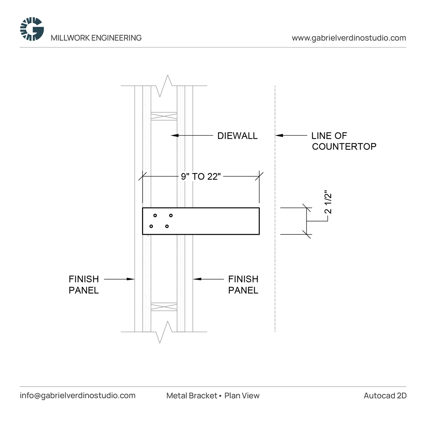 GVS HD.1.1.01 - Metal Bracket - Forward L C-Top Support - Centerline - 2D AutoCAD Dynamic Block