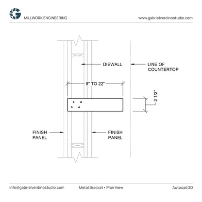 GVS HD.1.1.01 - Metal Bracket - Forward L C-Top Support - Centerline - 2D AutoCAD Dynamic Block