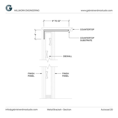 GVS HD.1.1.01 - Metal Bracket - Forward L C-Top Support - Centerline - 2D AutoCAD Dynamic Block