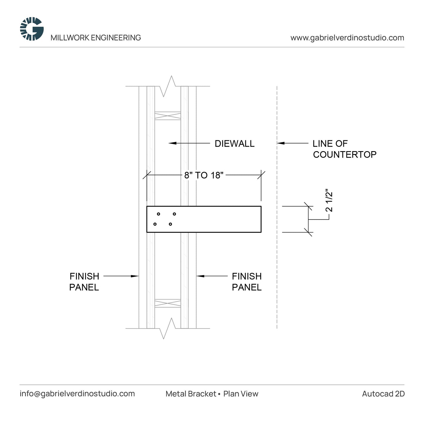 GVS HD.1.1.02 - Metal Bracket - Standard C-Top Support - Centerline - 2D AutoCAD Dynamic Block