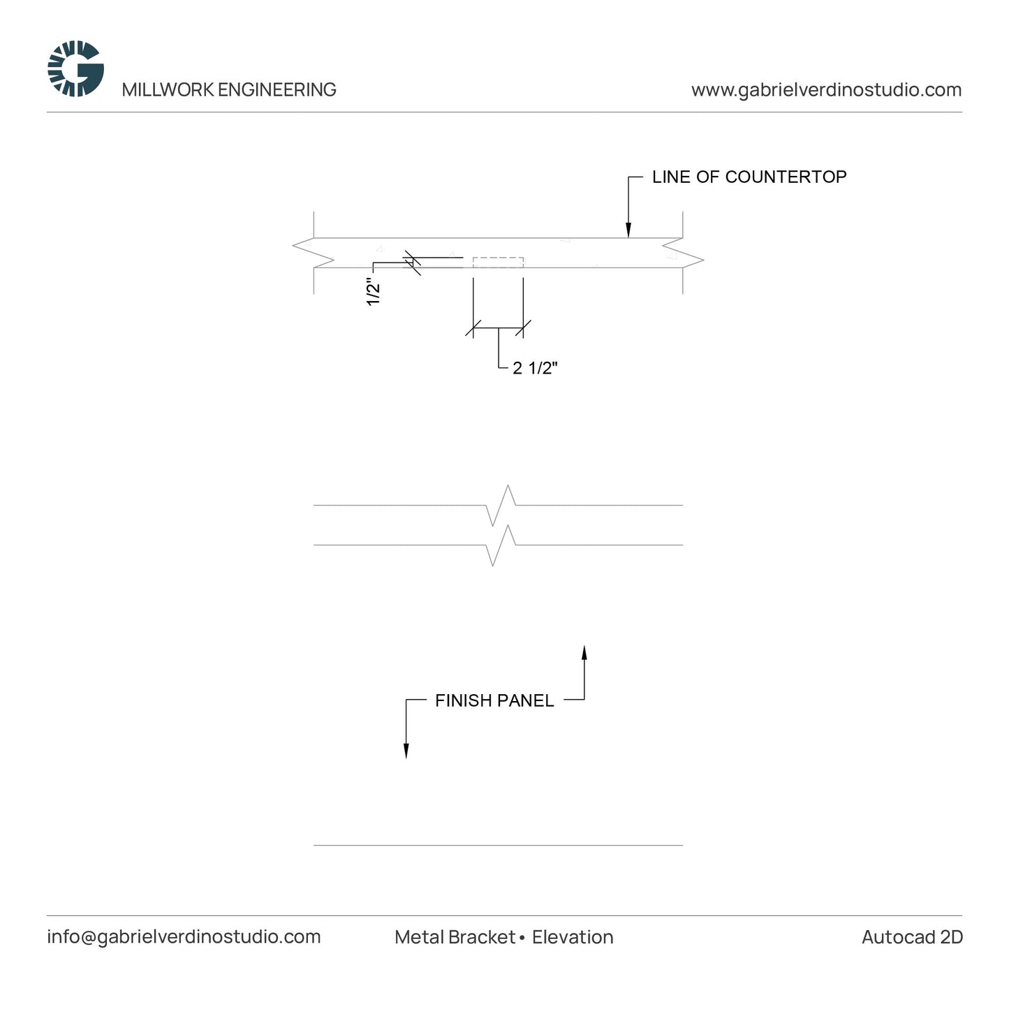 GVS HD.1.1.02 - Metal Bracket - Standard C-Top Support - Centerline - 2D AutoCAD Dynamic Block