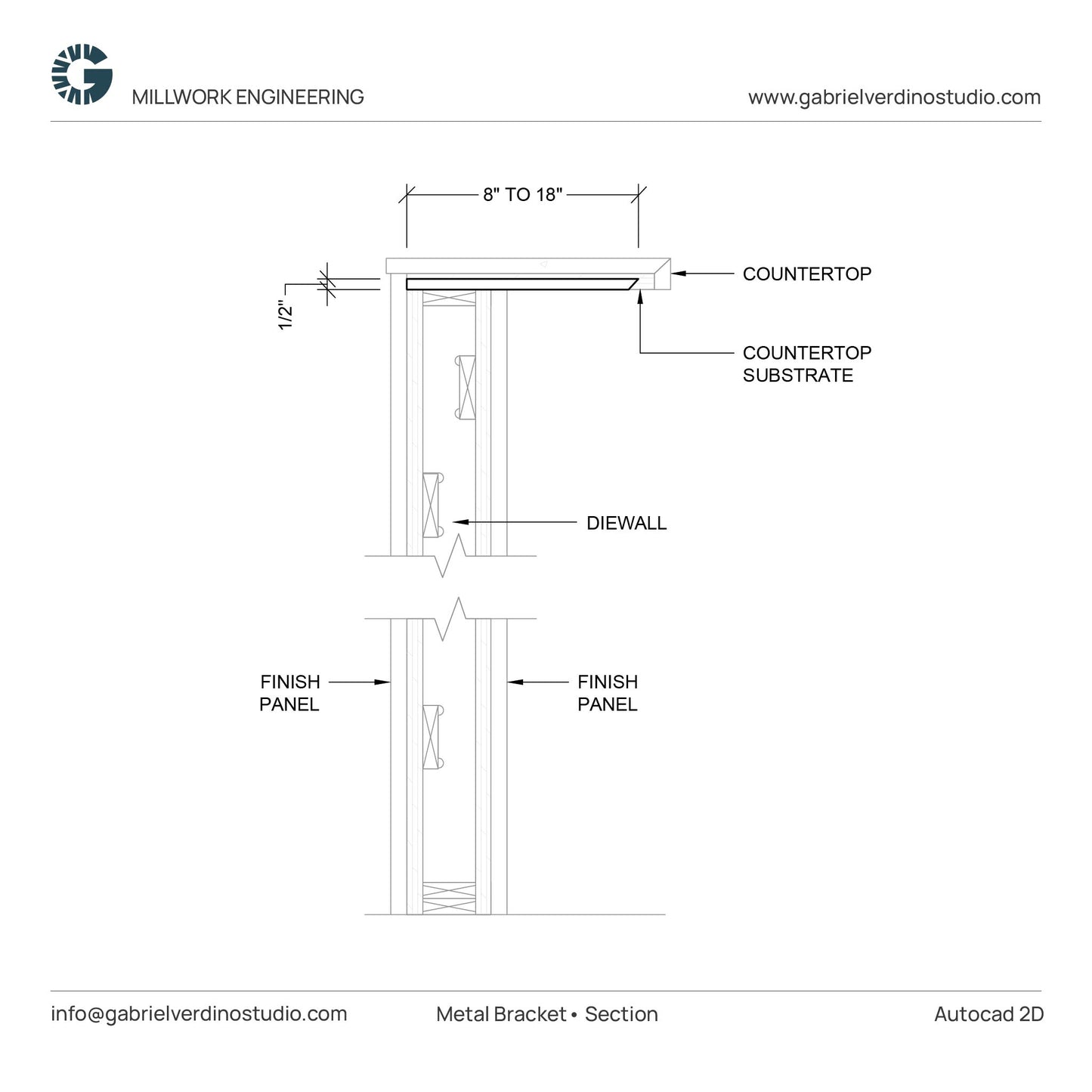 GVS HD.1.1.02 - Metal Bracket - Standard C-Top Support - Centerline - 2D AutoCAD Dynamic Block