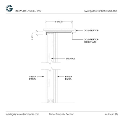 GVS HD.1.1.03 - Metal Bracket - Standard Plus C-Top Support - Centerline - 2D AutoCAD Dynamic Block