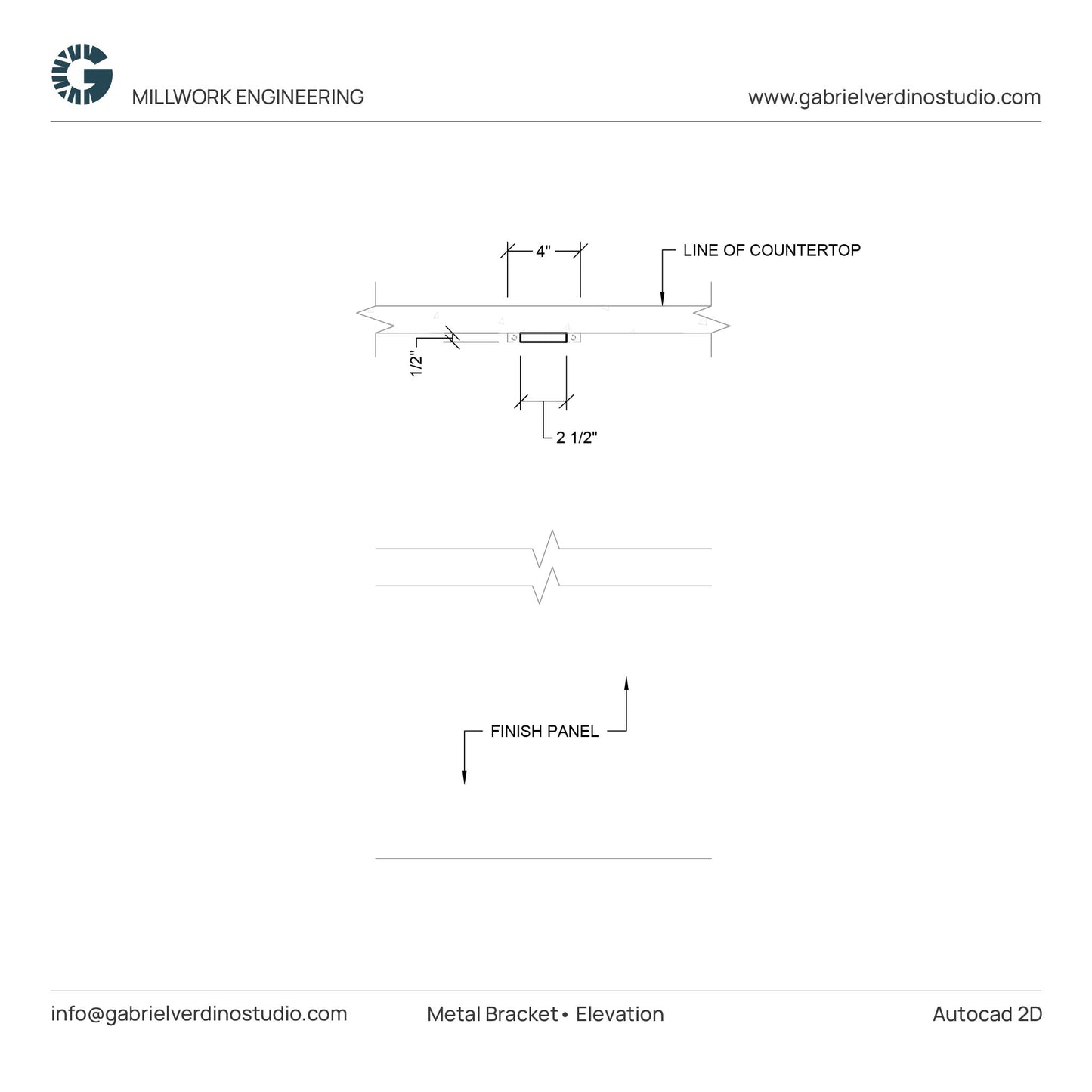 GVS HD.1.1.04 - Metal Bracket - Island C-Top Support - Centerline - 2D AutoCAD Dynamic Block