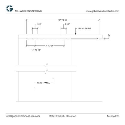 GVS HD.1.1.05 - Metal Bracket - Island C-Top Support System - Centerline - 2D AutoCAD Dynamic Block