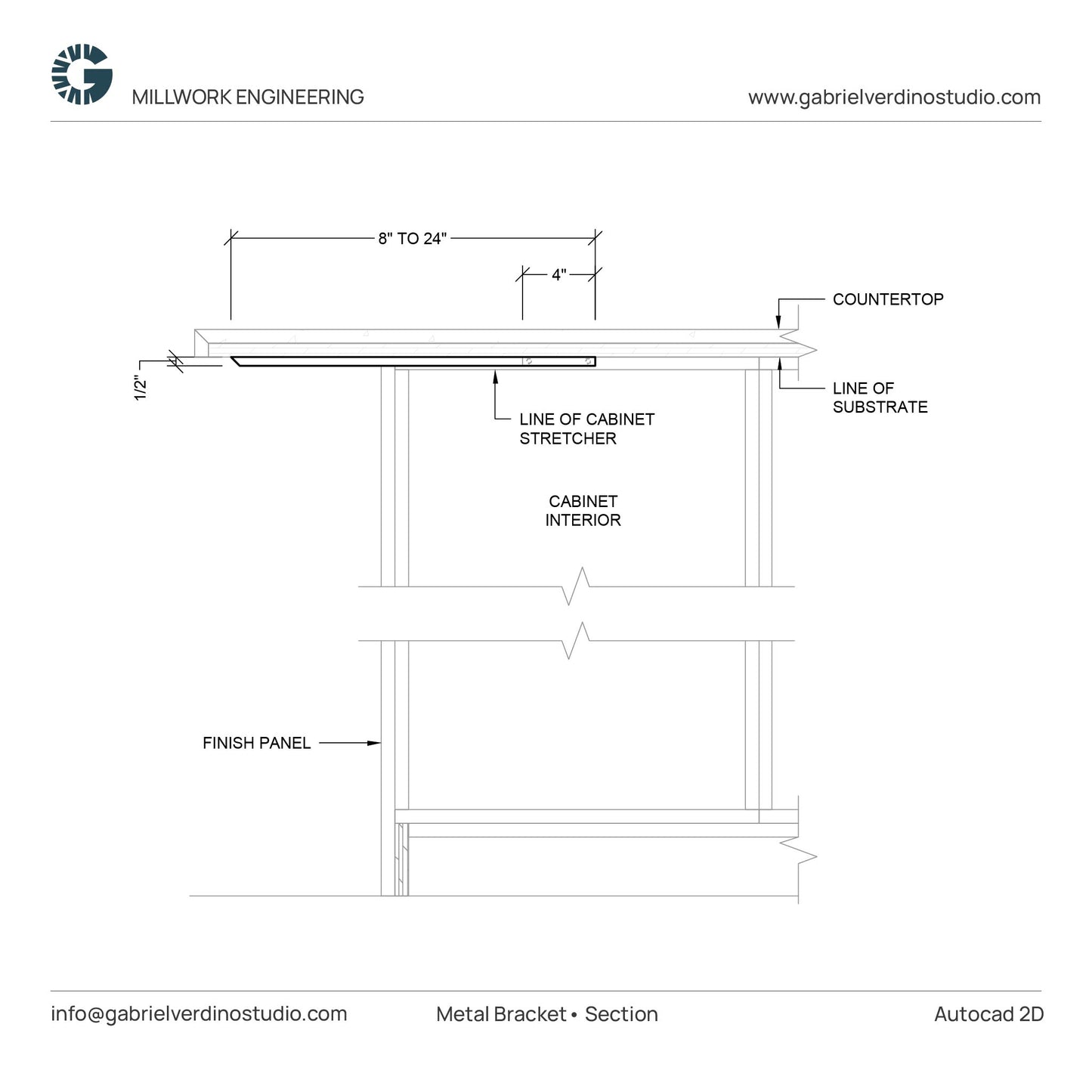 GVS HD.1.1.05 - Metal Bracket - Island C-Top Support System - Centerline - 2D AutoCAD Dynamic Block